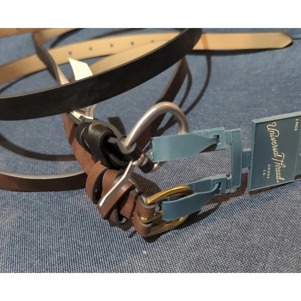 Universal Thread Women's XXL 2-Pack Belts Black and Brown